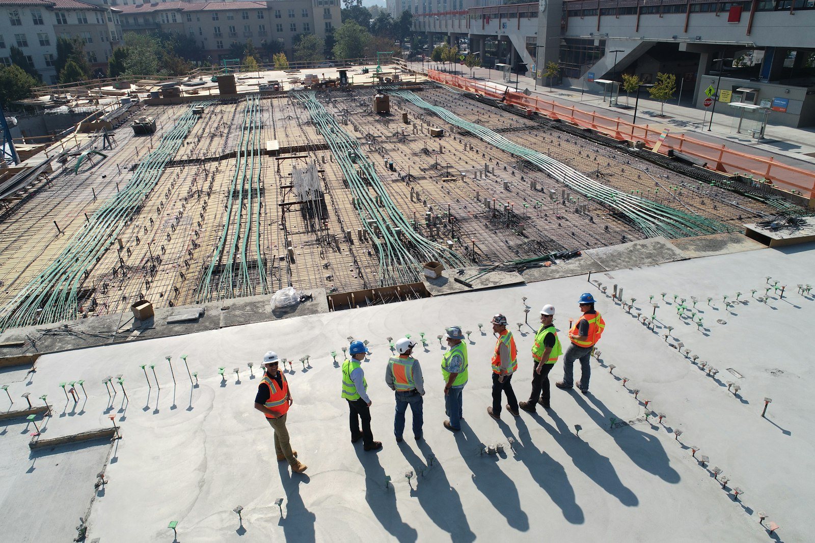 Electrical conduit on a commercial construction site